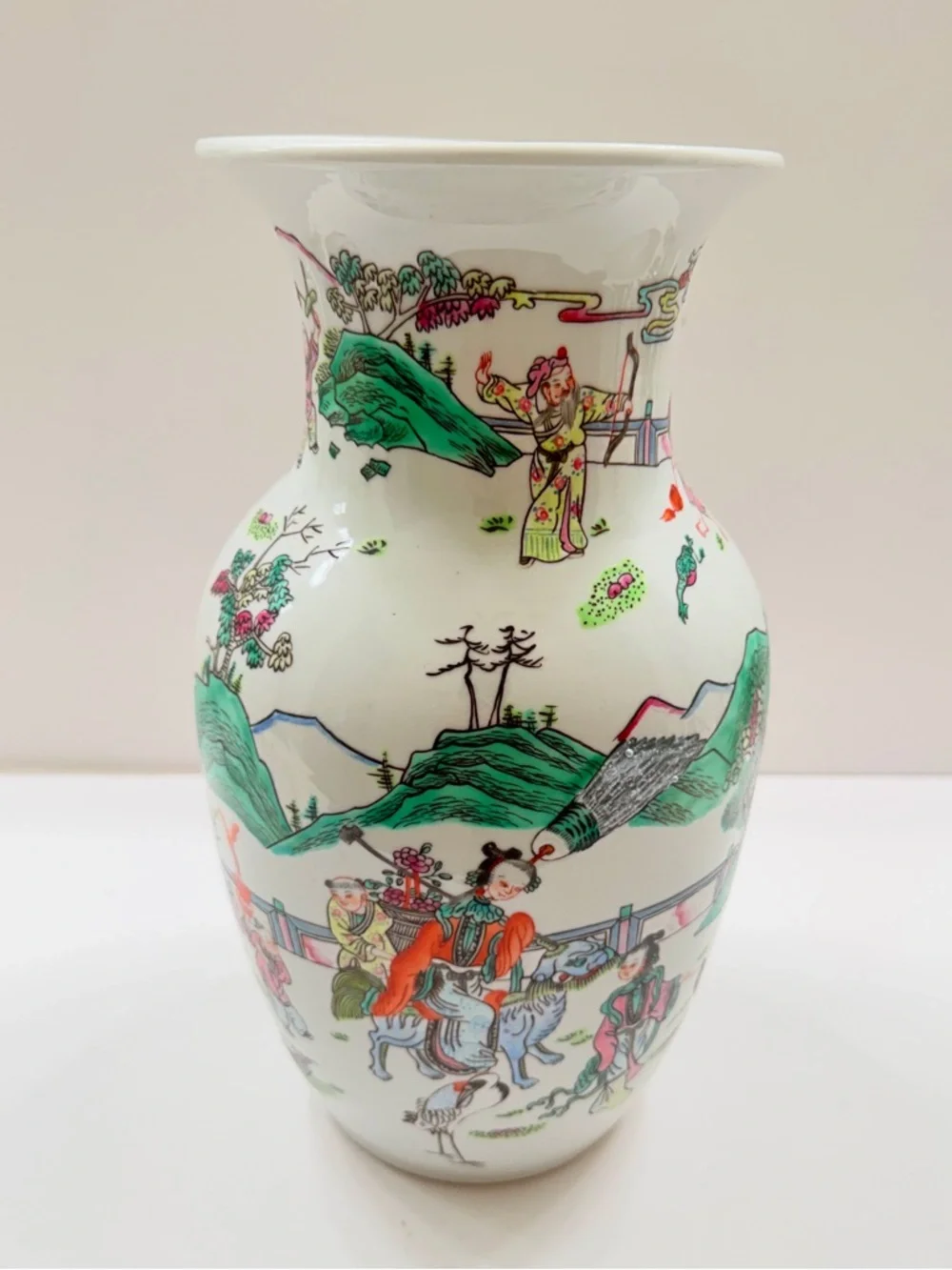Antique Chinese Qing Tongzhi Dynasty Famille Porcelain Vase Figures Landscape‎